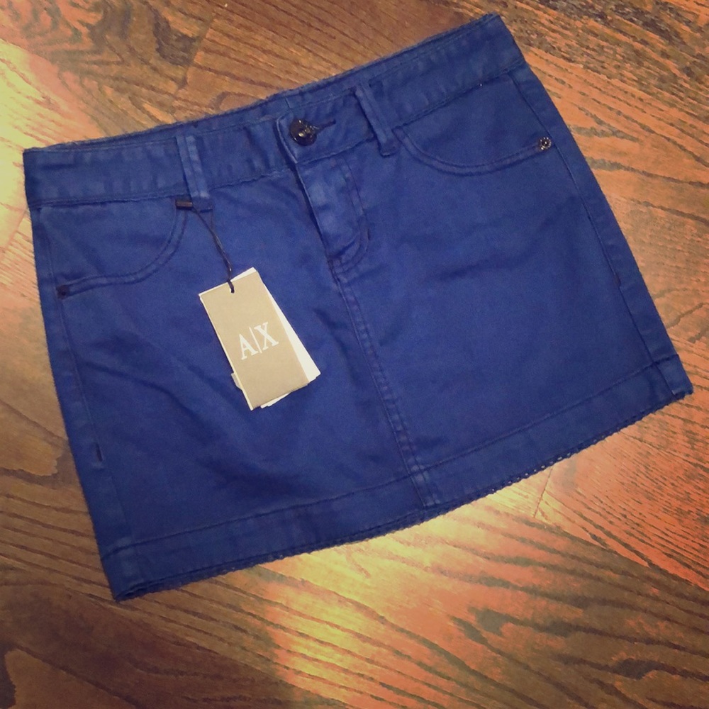 NWT Armani Exchange blue denim miniskirt